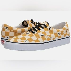Men’s vans Era Big Check Yolk Yellow tie 90’s Y2K skate shoes size 10.5